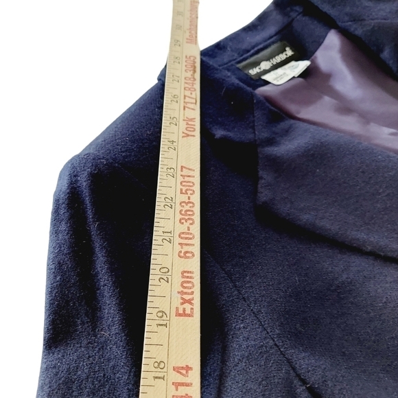 VTG Blazer 100% Pure Wool Navy Blue Gold Single Button Fully Lined 90s Jacket - Picture 6 of 9